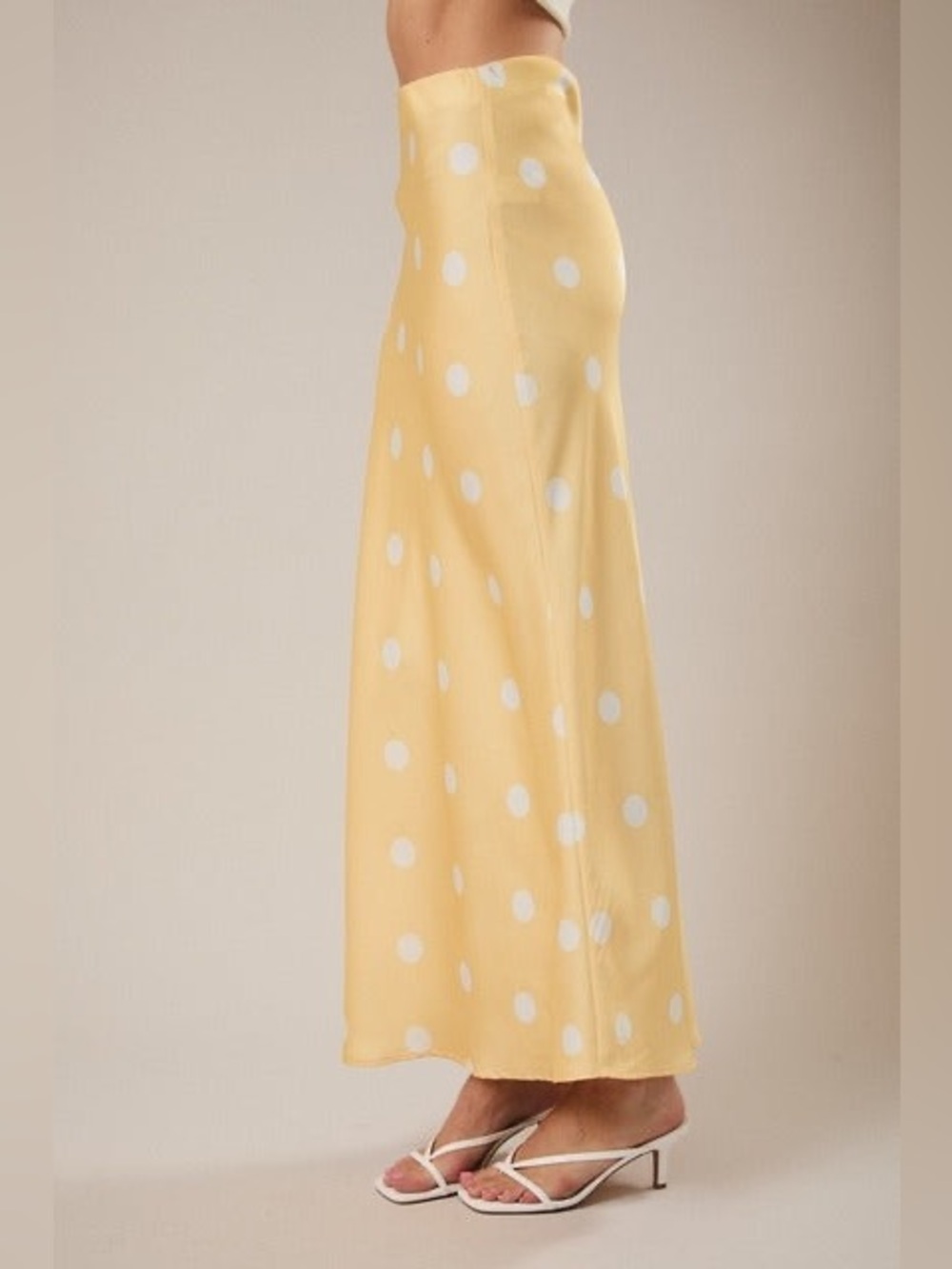 Polka Dot Satin Maxi Skirt with Elastic Waist - Sunday Edition - Picture 3 of 6